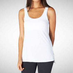 Beyond Yoga Cross the Line White Stripe Tank | M